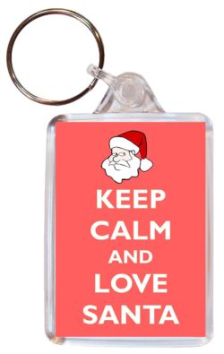 Keep Calm and Love Santa - Double Sided Large Keyring Key Fob Chain Ring Gift Present Souvenir