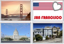 San Francisco - California - USA - 4 PACK - Jumbo Fridge Magnet Souvenir Gift Present