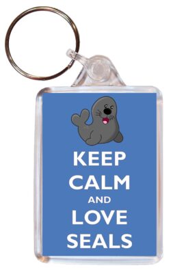Keep Calm and Love Seals - Double Sided Large Keyring Key Ring Fob Chain Name Tag Gift Present Souvenir