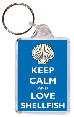 Keep Calm and Love Shellfish - Double Sided Large Keyring Key Ring Fob Chain Name Tag Gift Present Souvenir