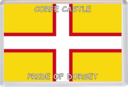 Corfe Castle  - Pride of Dorset County Flag - Jumbo Fridge Magnet Souvenir Gift Present