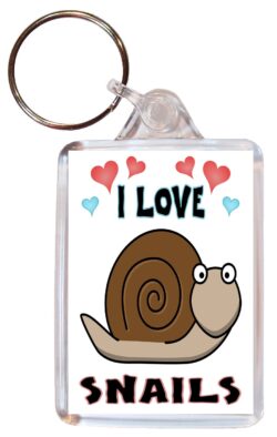 I Love Snails - Double Sided Large Keyring Key Fob Chain Ring Name Tag Gift Present Souvenir