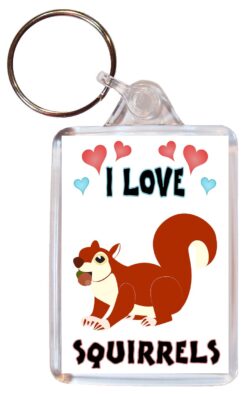 I Love Squirrels - Double Sided Large Keyring Key Fob Chain Ring Name Tag Gift Present Souvenir