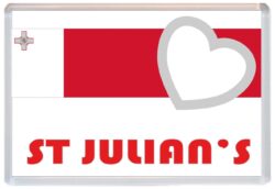 St Julian's - Love Malta/Maltese Towns & Cities Flag - Jumbo Fridge Magnet Souvenir Gift Present