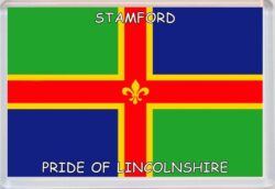 Stamford - Pride of Lincolnshire County Flag - Jumbo Fridge Magnet Souvenir Gift Present