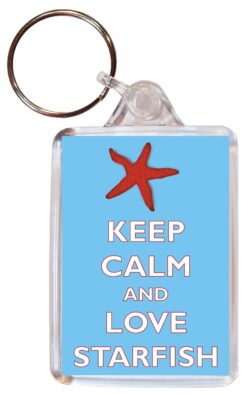 Keep Calm and Love Starfish - Double Sided Large Keyring Key Ring Fob Chain Name Tag Gift Present Souvenir