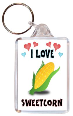 I Love Sweetcorn - Double Sided Large Keyring Key Fob Chain Ring Name Tag Gift Present Souvenir