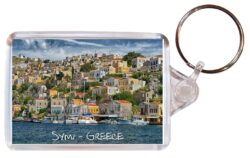 Symi - Greece ? Double Sided Large Keyring Key Fob Chain Ring Gift Present Souvenir