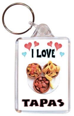 I Love Tapas - Double Sided Large Keyring Key Fob Chain Ring Name Tag Gift Present Souvenir