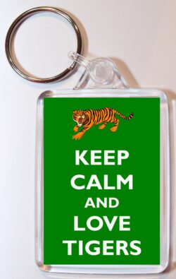 Keep Calm and Love Tigers - Double Sided Large Keyring Key Ring Fob Chain Name Tag Gift Present Souvenir