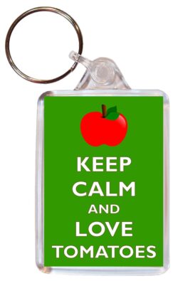 Keep Calm and Love Tomatoes - Double Sided Large Keyring Key Ring Fob Chain Name Tag Gift Present Souvenir