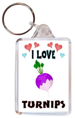 I Love Turnips - Double Sided Large Keyring Key Fob Chain Ring Name Tag Gift Present Souvenir