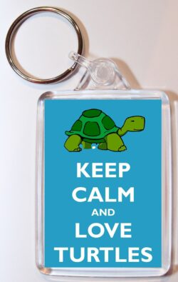 Keep Calm and Love Turtles - Double Sided Large Keyring Key Ring Fob Chain Name Tag Gift Present Souvenir