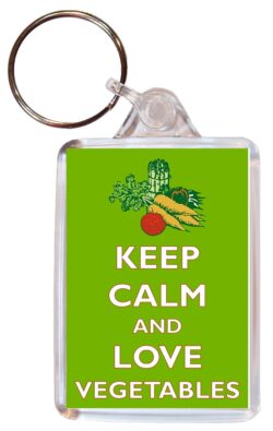 Keep Calm and Love Vegetables - Double Sided Large Keyring Key Ring Fob Chain Name Tag Gift Present Souvenir