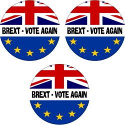 Brexit - Vote Again - 3 PACK - 59mm Badge Referendum Brexit European Union EU Vote Leave Stay