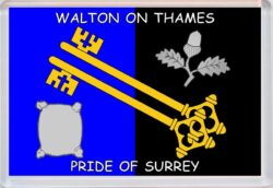 Walton on Thames - Pride of Surrey County Flag - Jumbo Fridge Magnet Souvenir Gift