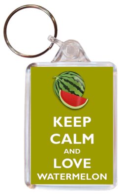 Keep Calm and Love Watermelon - Double Sided Large Keyring Key Ring Fob Chain Name Tag Gift Present Souvenir
