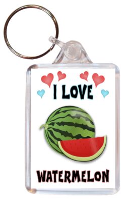 I Love Watermelon - Double Sided Large Keyring Key Fob Chain Ring Name Tag Gift Present Souvenir