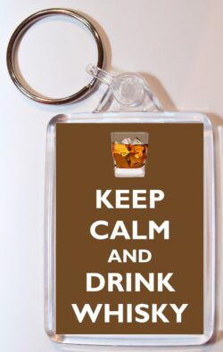 Keep Calm and Drink Whisky - Double Sided Large Keyring Key Ring Fob Chain Name Tag Gift Present Souvenir
