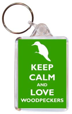 Keep Calm and Love Woodpeckers - Double Sided Large Keyring Key Ring Fob Chain Name Tag Gift Present Souvenir