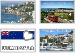 Wellington - New Zealand - 4 PACK - Jumbo Fridge Magnet Souvenir Gift Present