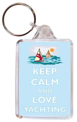 Keep Calm and Love Yachting - Double Sided Large Keyring Key Fob Chain Ring Gift Present Souvenir