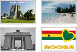 Accra - Ghana - Africa - 4 PACK - Jumbo Fridge Magnet Souvenir Gift Present