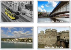 Belgrade - Serbia - 4 PACK - Jumbo Fridge Magnet Souvenir Gift Present