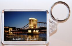 Budapest - Hungary ? Double Sided Large Keyring Key Fob Chain Ring Gift Present Souvenir Night