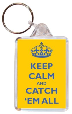 Keep Calm and Catch 'Em All - Double Sided Large Keyring Key Fob Chain Ring Gift Present Souvenir Pokemon