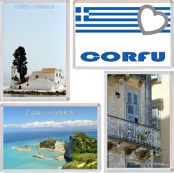 Corfu - Greece - 4 PACK - Jumbo Fridge Magnet Souvenir Gift Present
