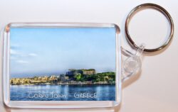 Corfu Town - Greece ? Double Sided Large Keyring Key Fob Chain Ring Gift Present Souvenir