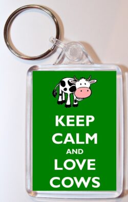 I Love Cows - Double Sided Large Keyring Key Fob Chain Ring Name Tag Gift Present Souvenir
