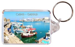 Crete - Greece ? Double Sided Large Keyring Key Fob Chain Ring Gift Present Souvenir Harbour