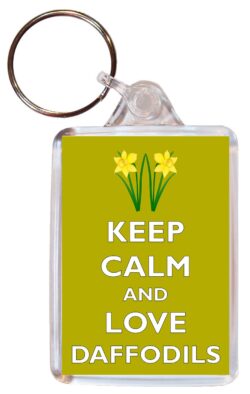Keep Calm and Love Daffodils - Double Sided Large Keyring Key Fob Chain Ring Gift Present Souvenir