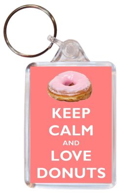 I Love Donuts - Double Sided Large Keyring Key Fob Chain Ring Name Tag Gift Present Souvenir
