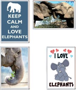 Elephant/Elephants - Keep Calm, I Love & More - 4 PACK - Jumbo Fridge Magnet Souvenir Gift Present