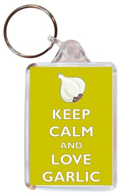 Keep Calm and Love Garlic - Double Sided Large Keyring Key Ring Fob Chain Name Tag Gift Present Souvenir