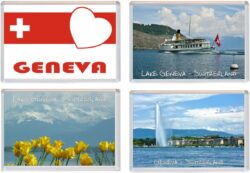 Geneva - Switzerland - 4 PACK - Jumbo Fridge Magnet Souvenir Gift Present