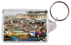 Ghana - Africa ? Double Sided Large Keyring Key Fob Chain Ring Gift Present Souvenir