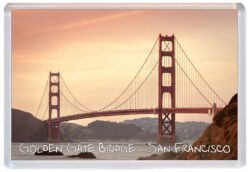Golden Gate Bridge - San Francisco - USA - Jumbo Fridge Magnet Souvenir Gift Present Golden Skies
