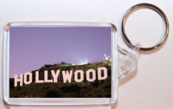 Hollywood - Los Angeles - California - USA - Double Sided Large Keyring Key Fob Chain Ring Gift Present Souvenir