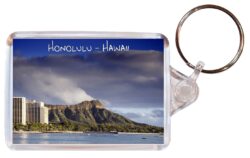 Honolulu - Hawaii - USA - Double Sided Large Keyring Key Fob Chain Ring Gift Present Souvenir