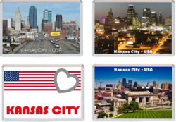 Kansas City - USA - 4 PACK - Jumbo Fridge Magnet Souvenir Gift Present
