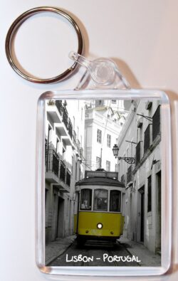 Lisbon - Portugal - Double Sided Large Keyring Key Fob Chain Ring Gift Present Souvenir Tram