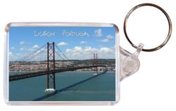 Lisbon - Portugal - Double Sided Large Keyring Key Fob Chain Ring Gift Present Souvenir Bridge