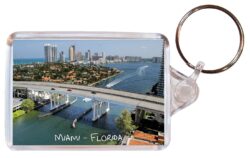 Miami - Florida - USA - Double Sided Large Keyring Key Fob Chain Ring Gift Present Souvenir Bridge