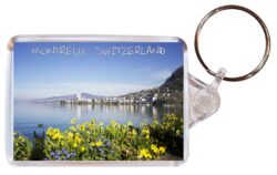 Montreux - Switzerland ? Double Sided Large Keyring Key Fob Chain Ring Gift Present Souvenir