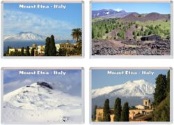 Mount Etna - Italy - 4 PACK - Jumbo Fridge Magnet Souvenir Gift Present