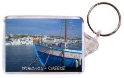 Mykonos - Greece ? Double Sided Large Keyring Key Fob Chain Ring Gift Present Souvenir